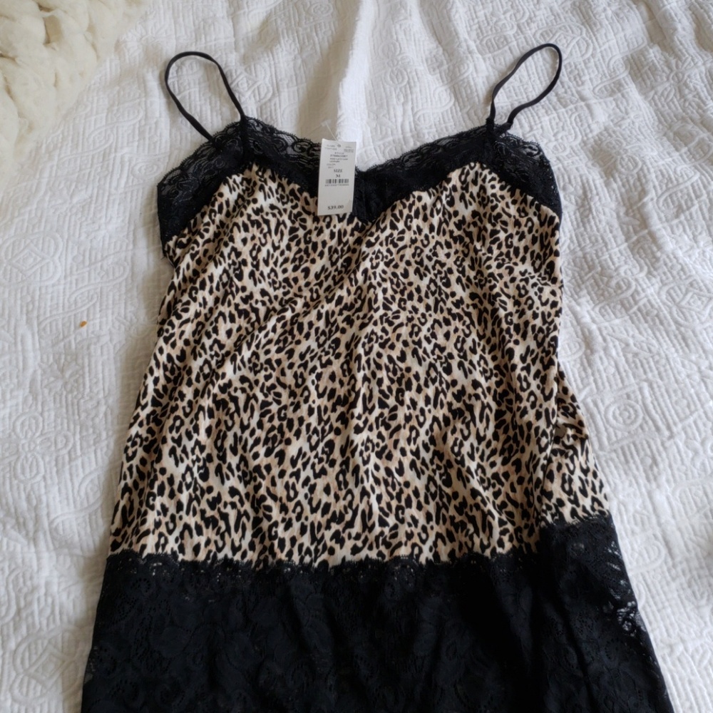 Sexy leopard animal print black lace WHBM cami